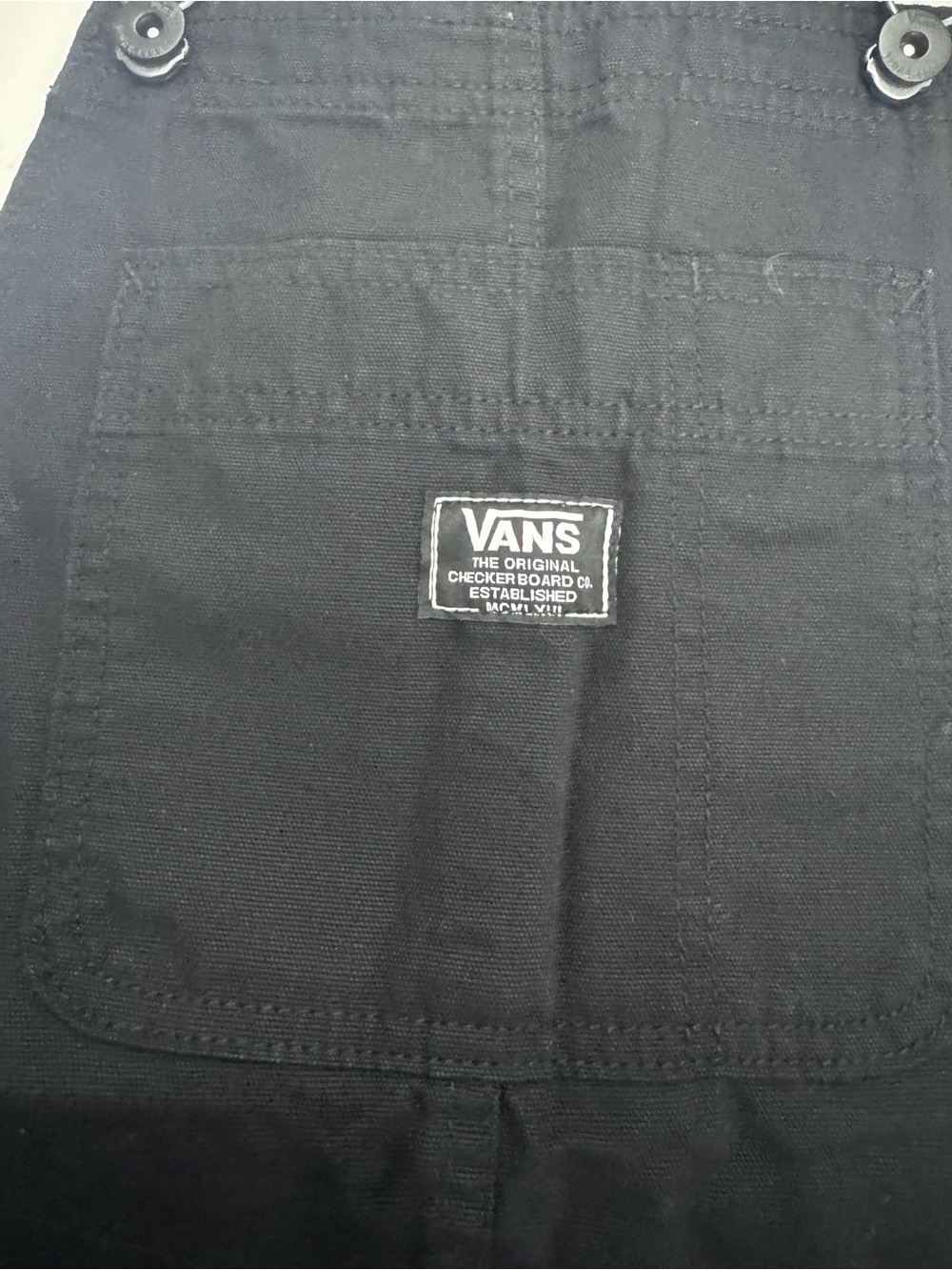 Vans Black Women's Denim Overalls with Front Bib Pocket - Picture 3 of 6